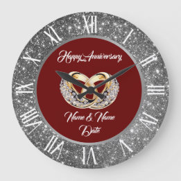 Diamond Customise Wedding Rings Silver Anniversary Large Clock