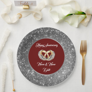 Diamond Customise Wedding Rings Silver Anniversary Paper Plate