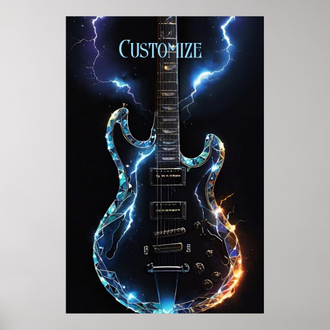 Diamond Cut Electric Guitar Poster (Front)