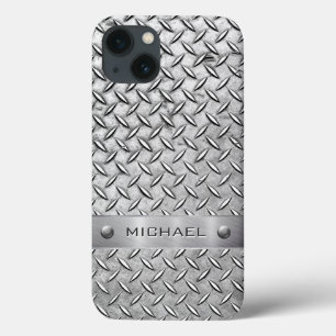 Diamond Cut Pattern Metal Plate iPhone 13 Case