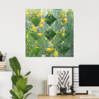 Diamond Cut Yellow Lily Field Geometrical Design,