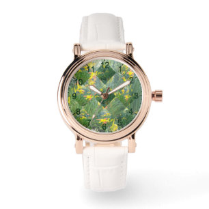 Diamond Cut Yellow Lily Field Geometrical Design, Watch
