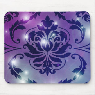 Diamond Damask, FAIRY LIGHTS in Plum & Blue Mouse Mat