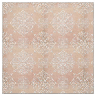 Diamond Damask Lace Peach Fabric Material