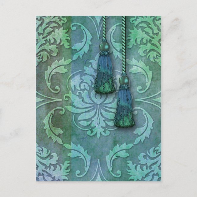 Diamond Damask, Morocco in Green and Teal Postcard (Front)