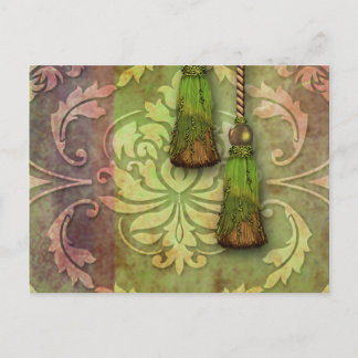 Diamond Damask, MOROCCO in Red and Chartreuse Postcard