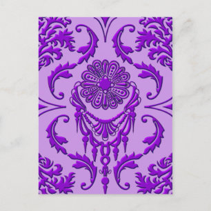 Diamond Damask, The Queen's Jewels in Purple Postcard