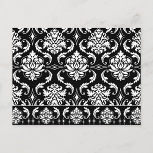 Diamond Damask, White on Black Postcard