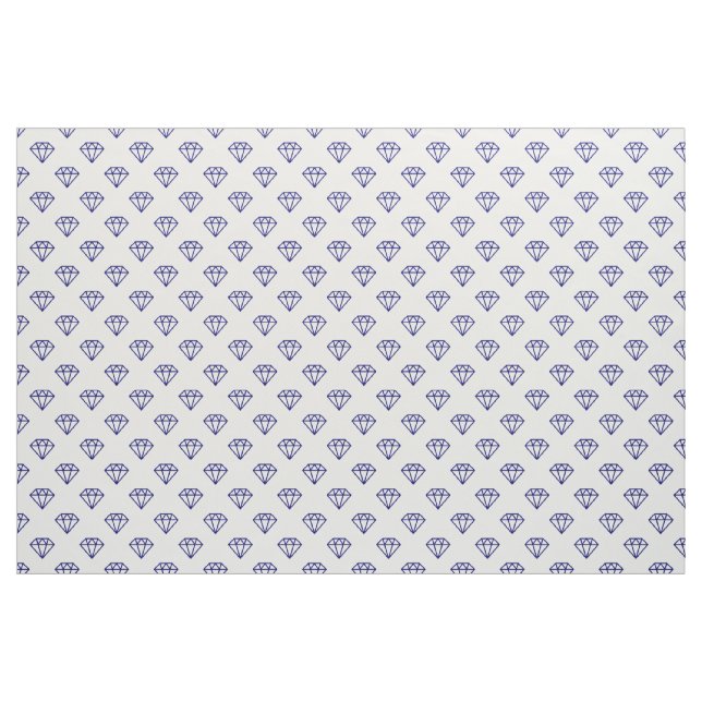 Diamond - Deep Navy on White Fabric (Yard)