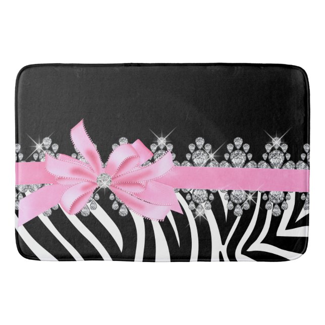 Diamond Delilah Zebra (Pink) Bath Mat (Front)