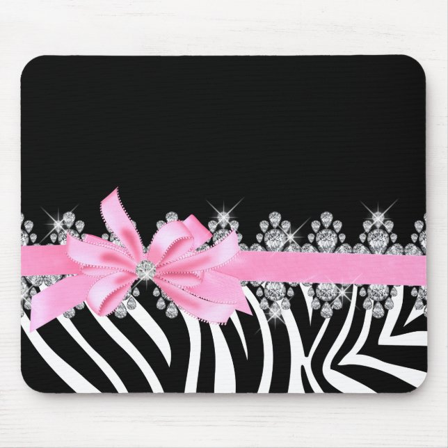 Diamond Delilah Zebra (Pink) Mouse Mat (Front)