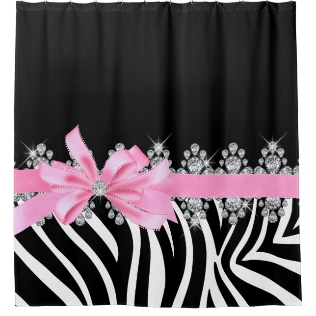 Diamond Delilah Zebra (Pink) Shower Curtain (Front)