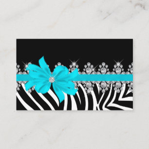Diamond Delilah Zebra (Teal) Business Card