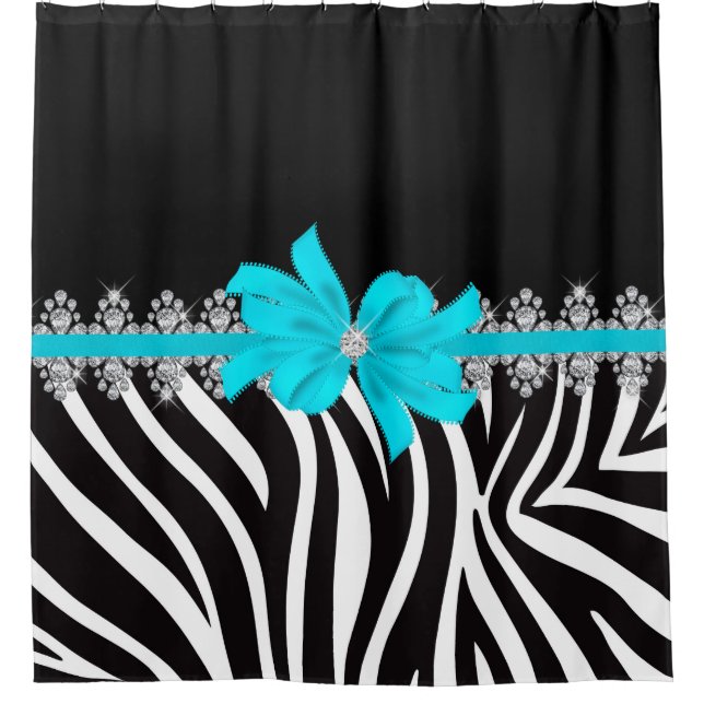 Diamond Delilah Zebra (Teal) Shower Curtain (Front)