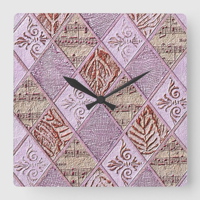 Diamond Designs In Pinks Square Wall Clock (Front)