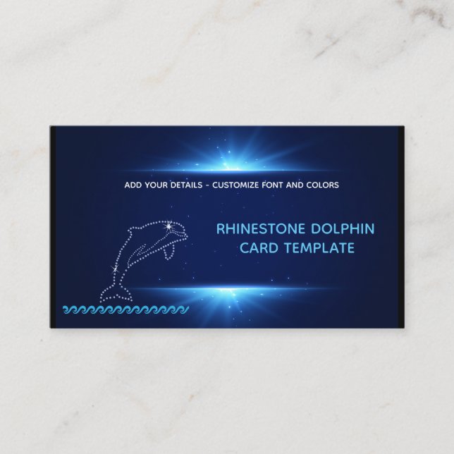 Diamond Designs - Rhinestone Dolphin Business Card (Front)