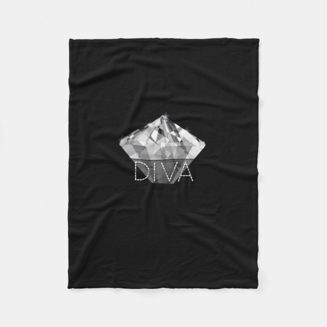 Diamond Diva black Fleece Blanket (Front)