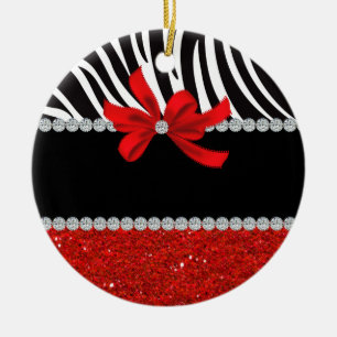 Diamond Diva (red glitter) Ceramic Tree Decoration