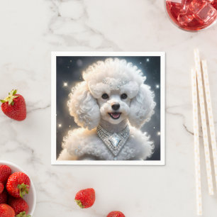 "Diamond Diva: The Glamorous Poodle in Sparkle" Napkin