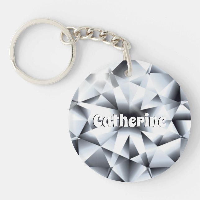 Diamond DIY name gemstone jewel women Key Ring (Front)