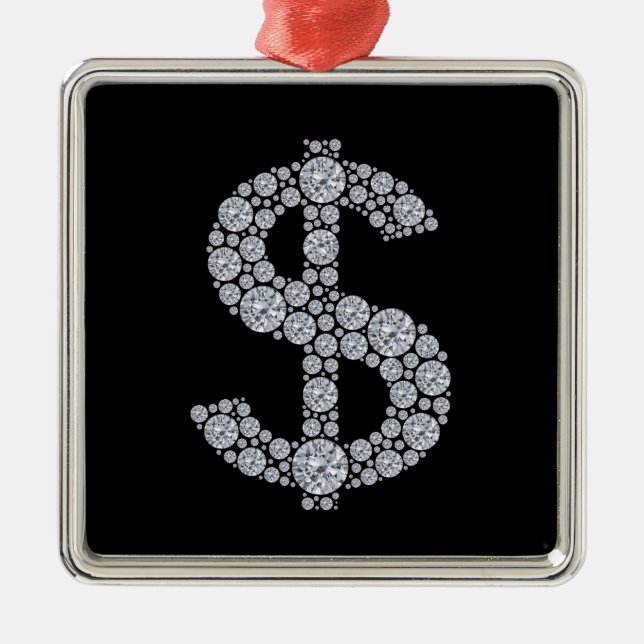Diamond Dollar Sign Bling Metal Tree Decoration (Front)