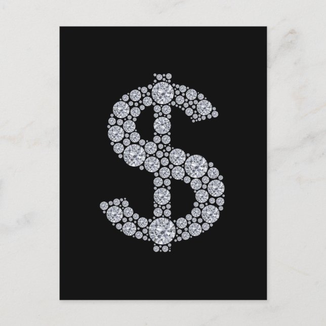 Diamond Dollar Sign Bling Postcard (Front)