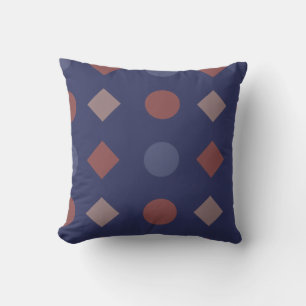 Diamond-Dot Geometric Pattern – Navy, Brick Cushion