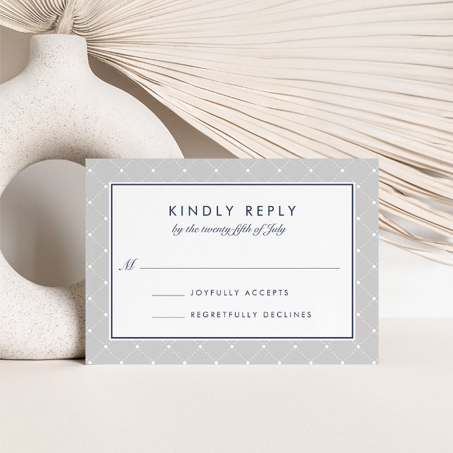Diamond Dot RSVP Card | Grey and Navy (Creator Uploaded)
