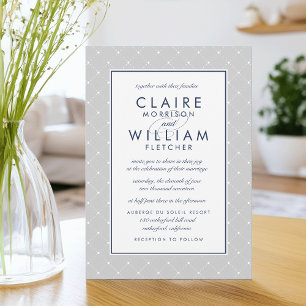 Diamond Dot Wedding Invitation Grey and Navy