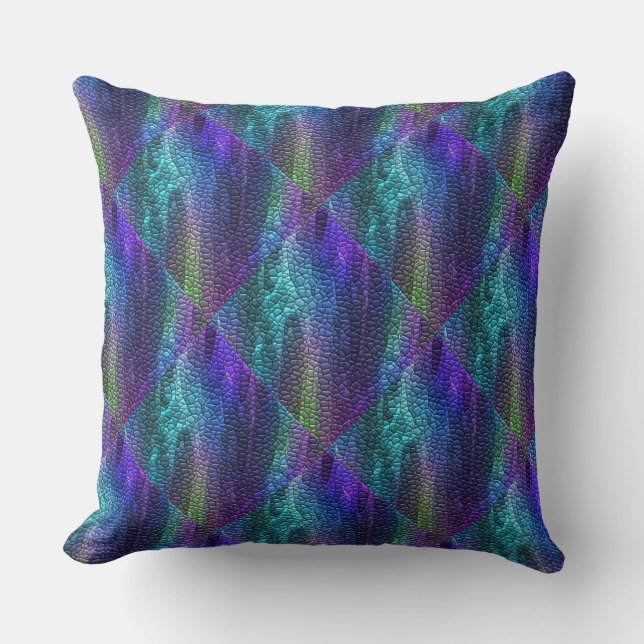 Diamond Dragon Skin Mosaic Tiles Throw Pillow (Front)