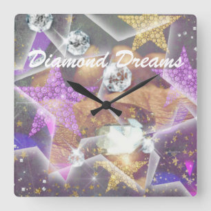 Diamond Dreams Square Wall Clock