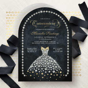Diamond Dress Bling Quinceanera Invitation