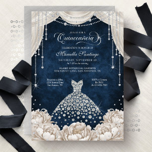 Diamond Dress Bling Quinceanera Invitation