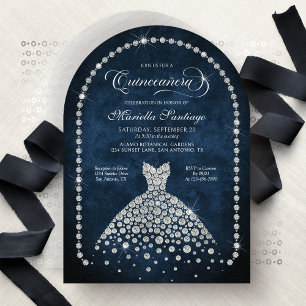 Diamond Dress Bling Quinceanera Invitation