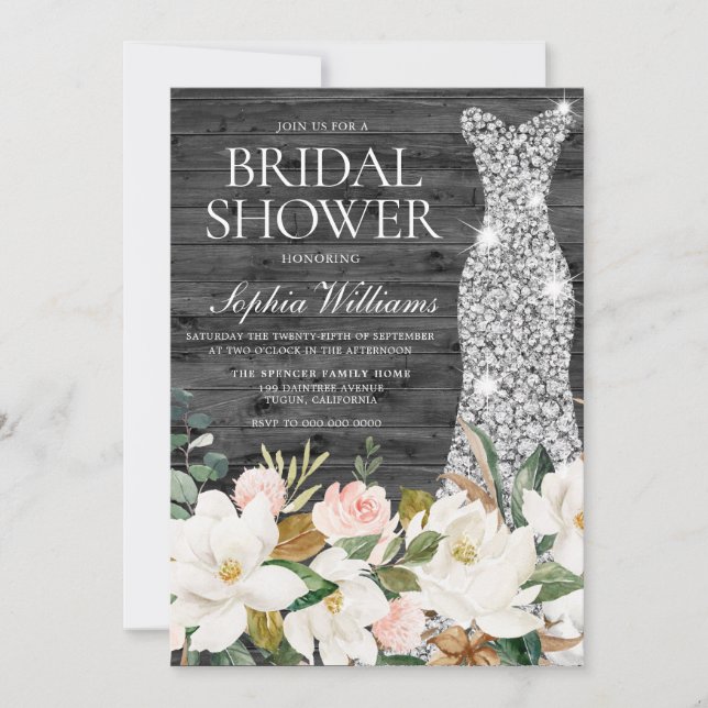 Diamond Dress Blush White Country Bridal Shower Invitation (Front)
