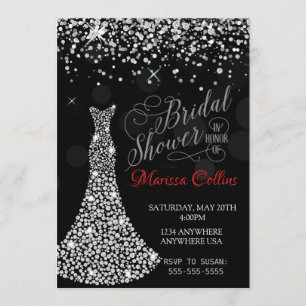 Diamond dress Bridal shower invitation, rhinestone Invitation