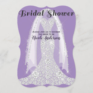 Diamond Dress Purple Lilac Glam Bridal Shower Invitation