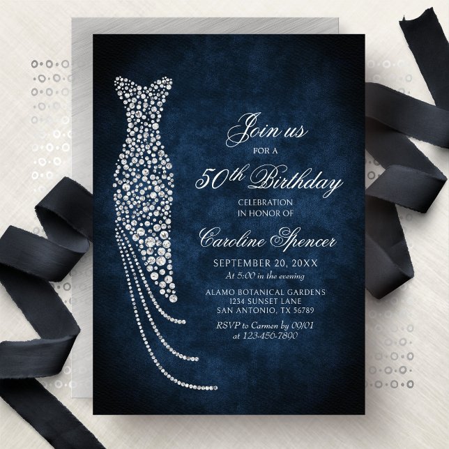 Diamond Dress Women's 50th Birthday Invitation (Creator Uploaded)