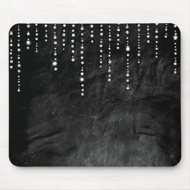 diamond drip on black leather mouse mat (Front)