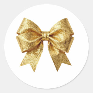 Diamond Dust Gold Ribbon Classic Round Sticker