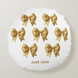 Diamond Dust Gold Ribbon Round Cushion