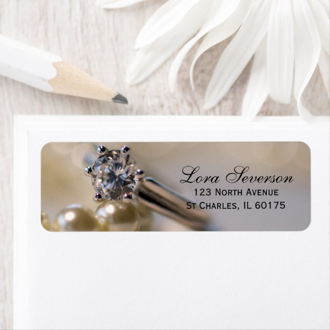 Diamond Engagement Ring and Pearls Return Address (Insitu)