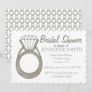 Diamond Engagement Ring Bling Bridal Shower Party Invitation