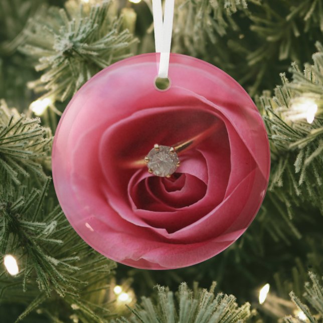 Diamond Engagement Ring  Glass Tree Decoration (Insitu)