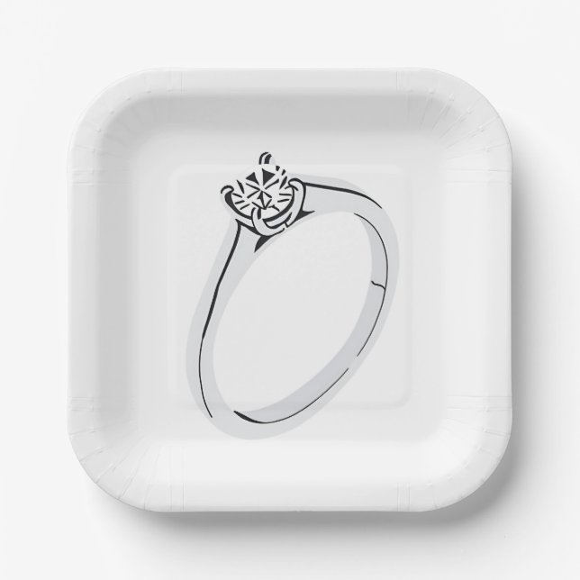 Diamond Engagement Ring Paper Plate (Front)