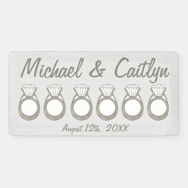 Diamond Engagement Ring Wedding Bridal Shower Banner (Horizontal)