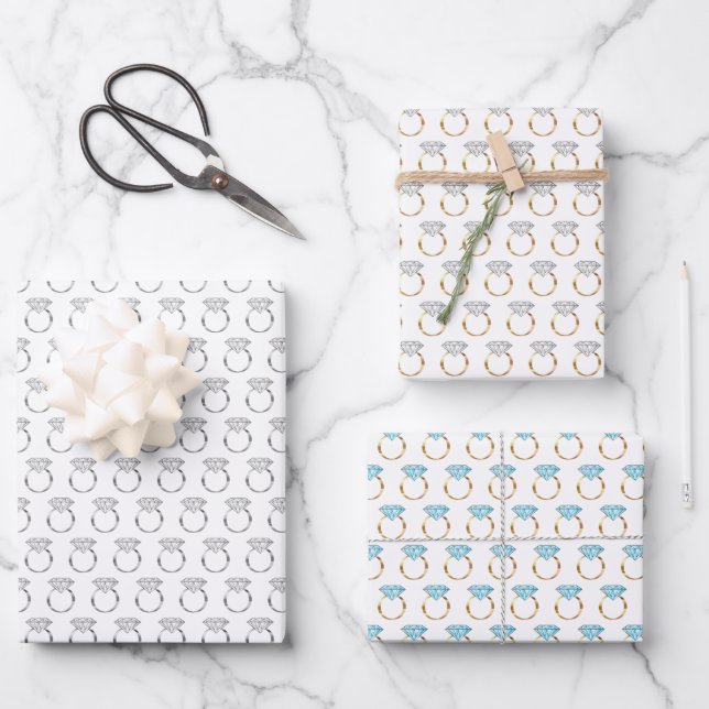 Diamond Engagement Rings Wrapping Paper Sheet (Front)
