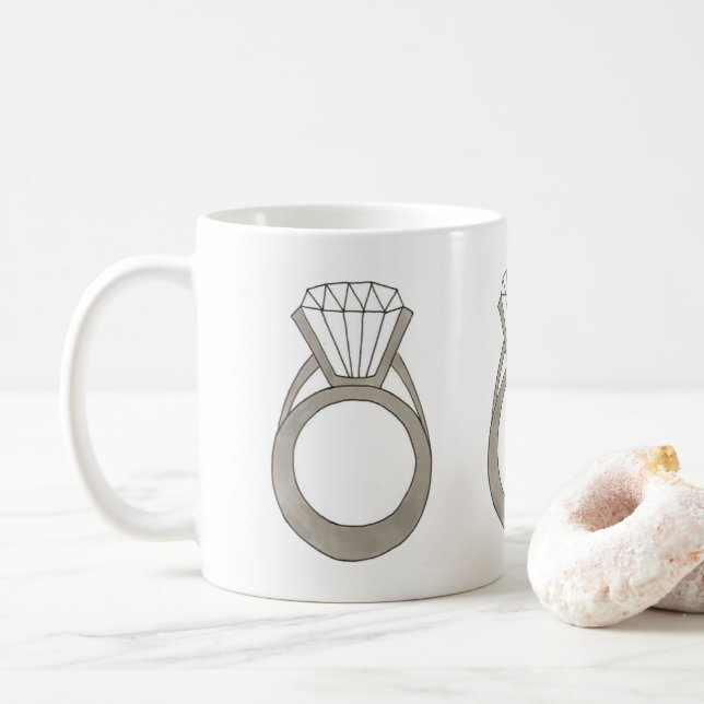 Diamond Engagement Wedding Ring Bridal Shower Mug (With Donut)