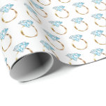 Diamond Engagement Wedding Ring Wrapping Paper<br><div class="desc">This wrapping paper features an illustration of a diamond wedding ring with a gold band arranged into a cute pattern. Perfect to wrap engagement or wedding gifts!</div>