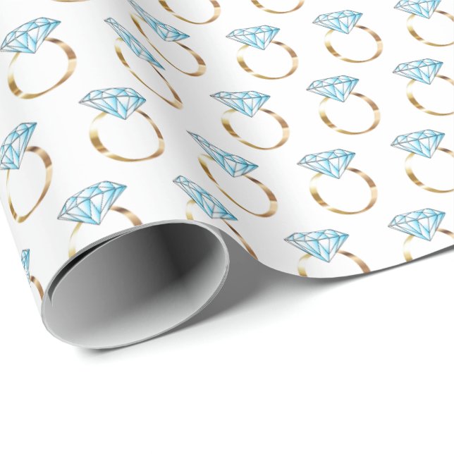 Diamond Engagement Wedding Ring Wrapping Paper (Roll Corner)